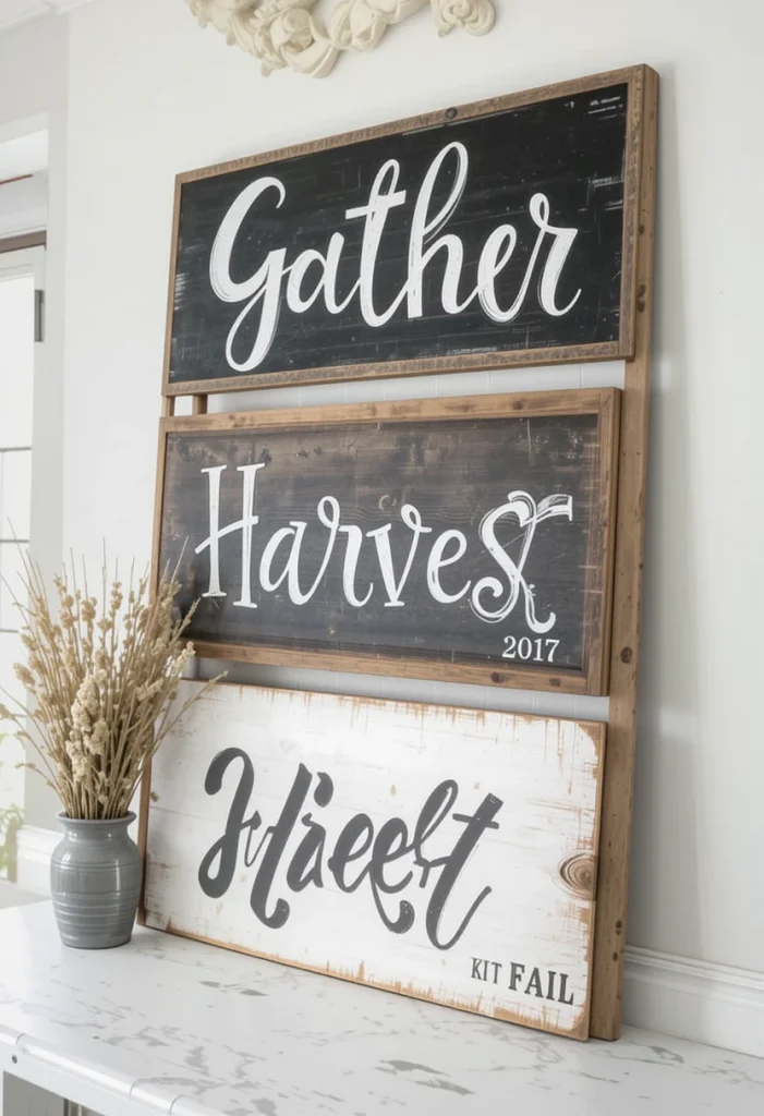 Distressed Wooden Fall Signs