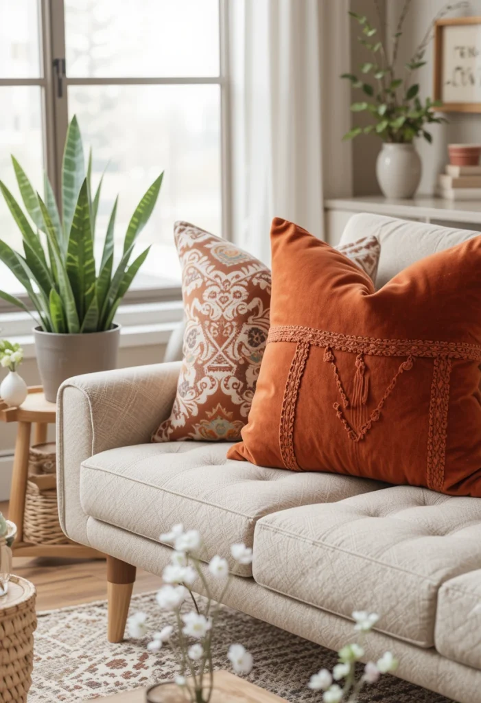 Terracotta and Rust Pillow Combinations