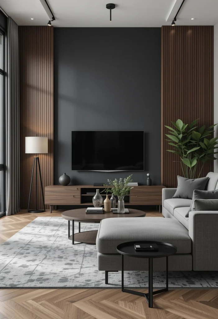 Charcoal Gray and Walnut Brown
