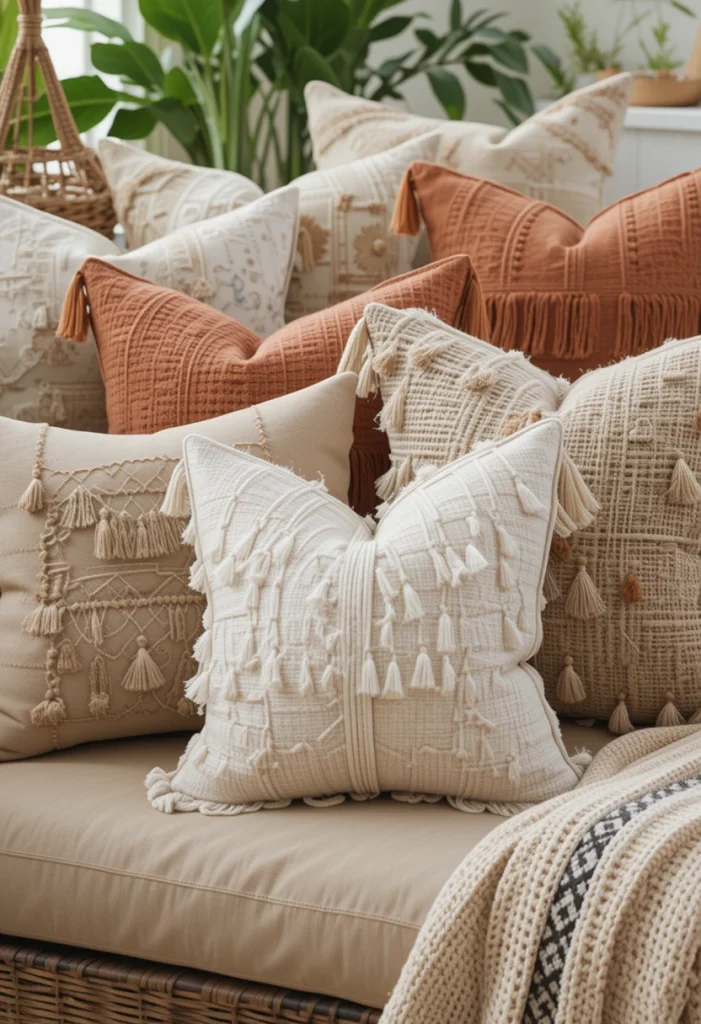 Earthy Layered Boho Pillow Collections