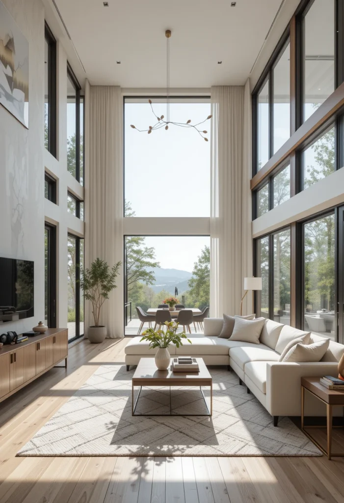 Open Kitchen With Floor-To-Ceiling Windows