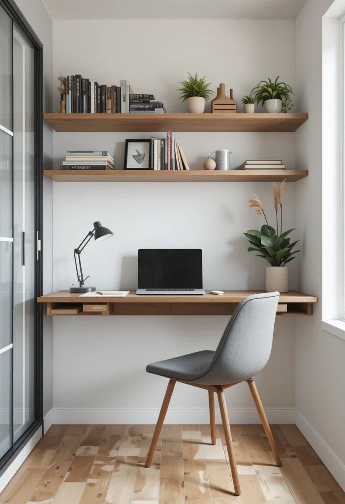 Compact Wall-Mounted Desk Setup