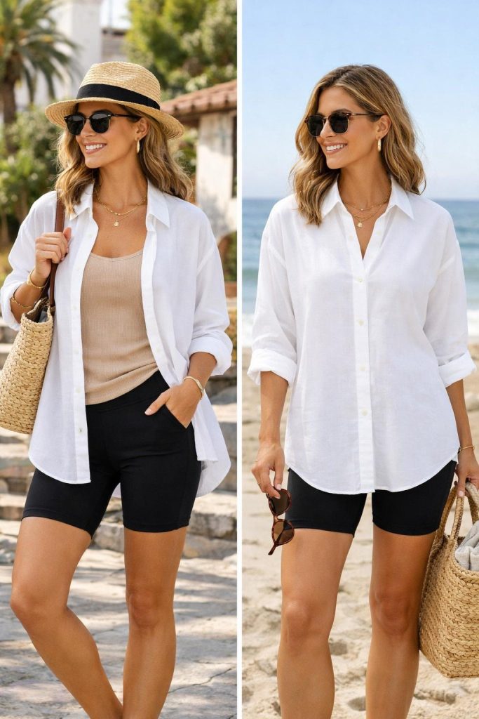 Oversized Shirt + Biker Shorts