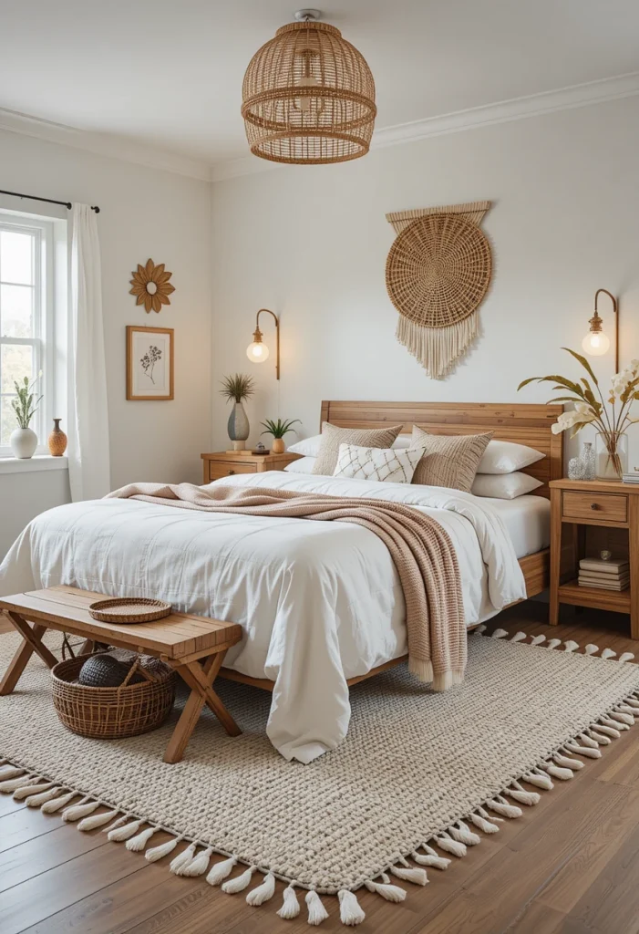 Cozy Bedroom Boho Rugs with Tassels