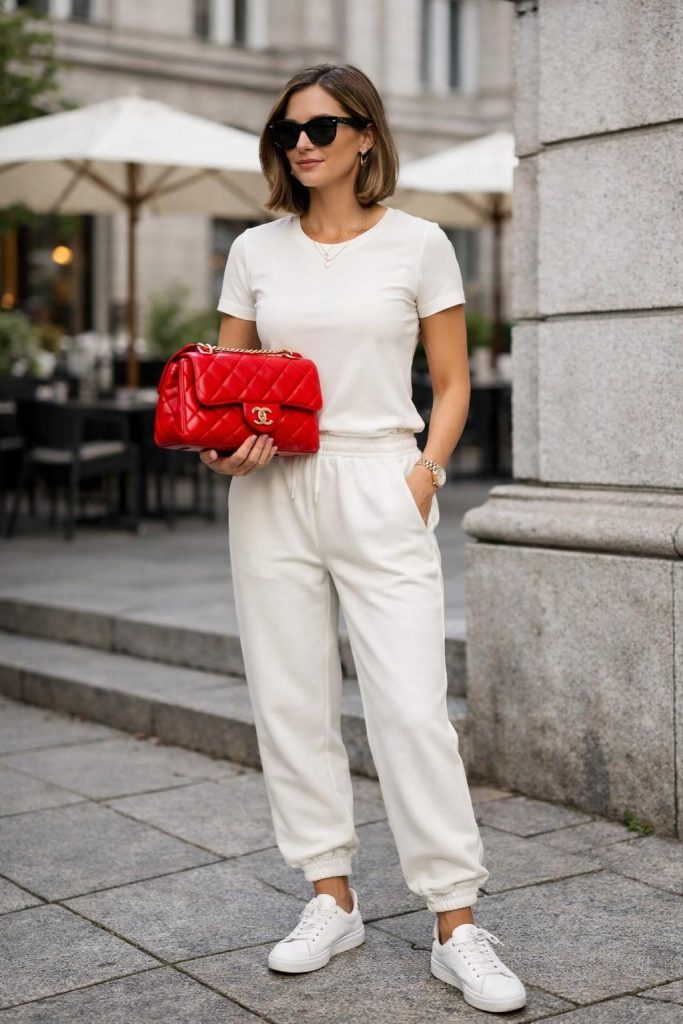 Luxe Sweatpants with a Statement Bag