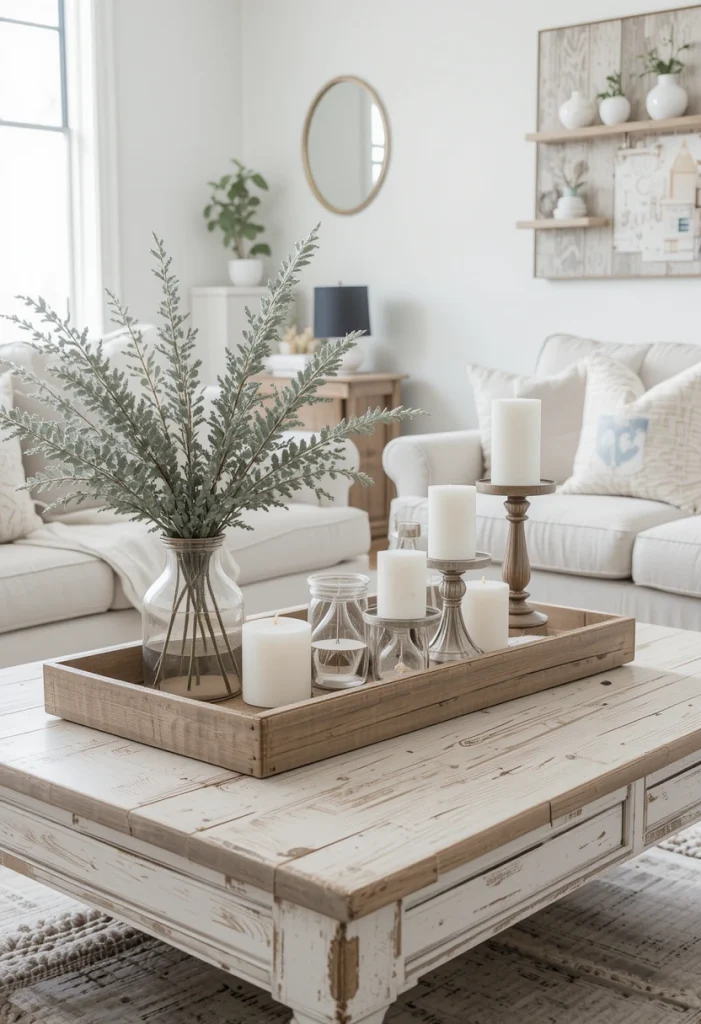 Use a Distressed Wood Coffee Table