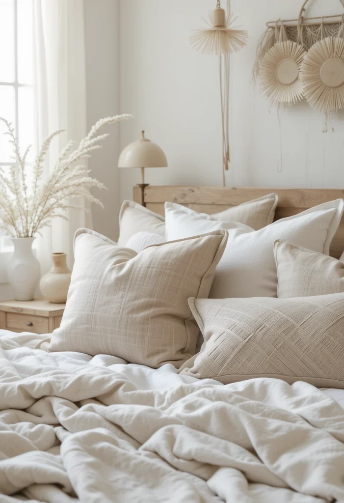Layered Linen Pillow Arrangements