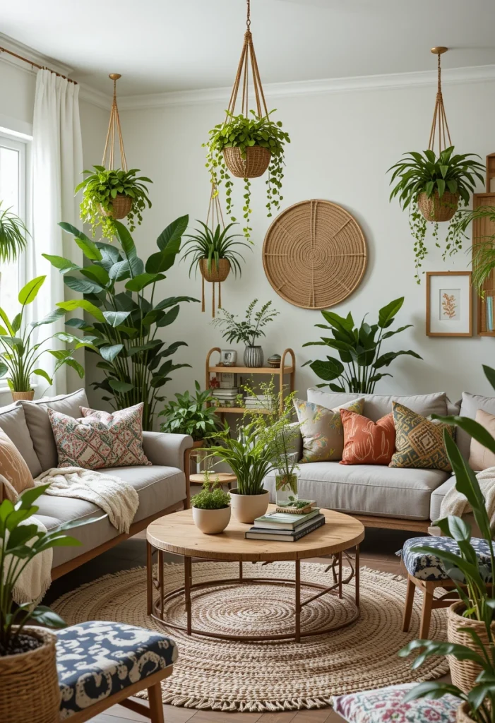 Plant-Filled Bohemian Living Room