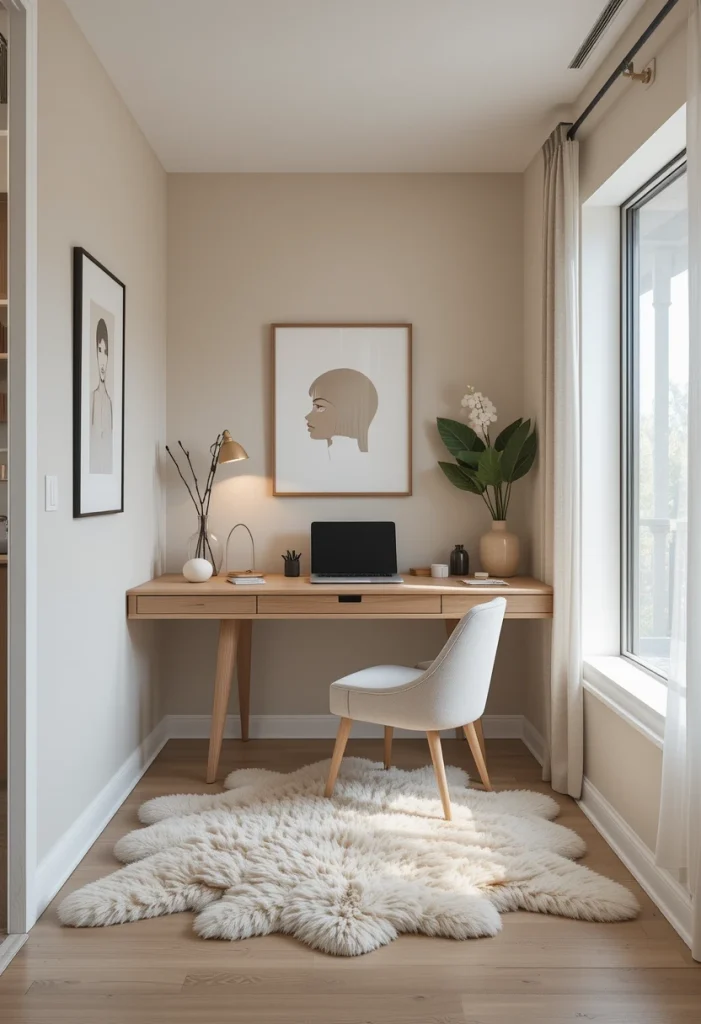 Cozy Neutral Office Corner