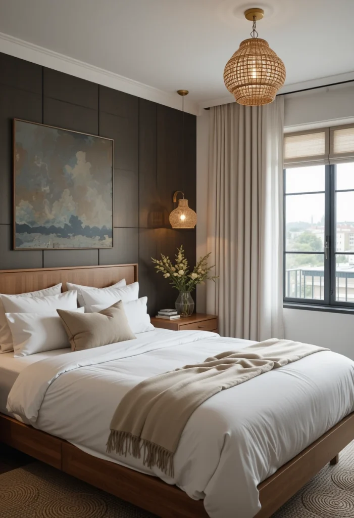 Small Rattan Bedside Hanging Lamps