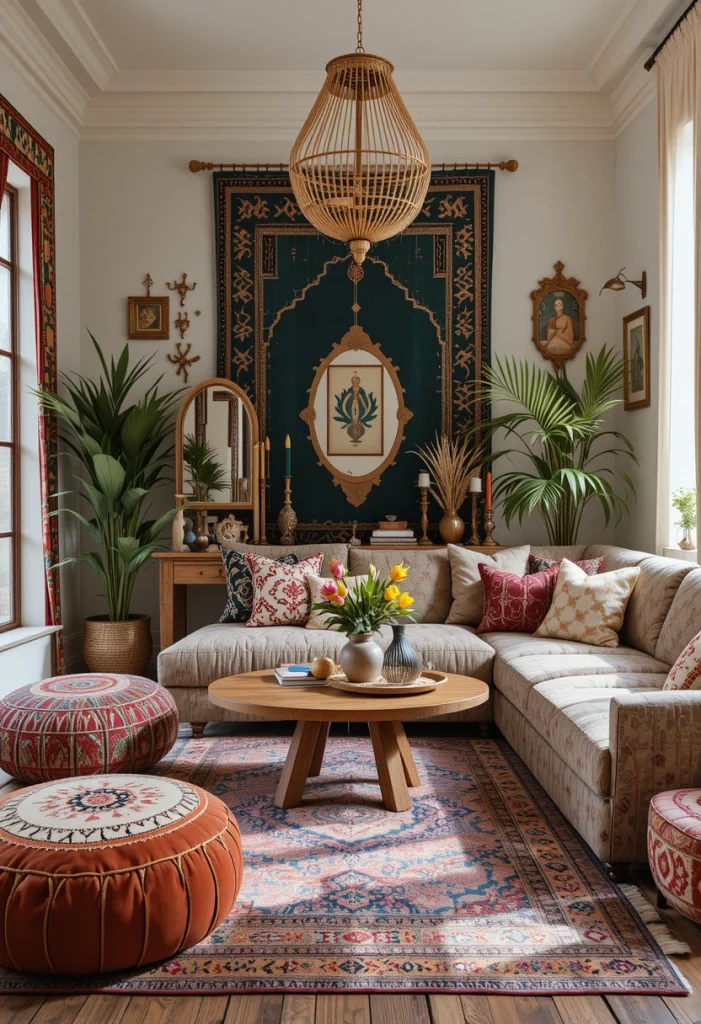 Bohemian Living Room With Global-Inspired Decor