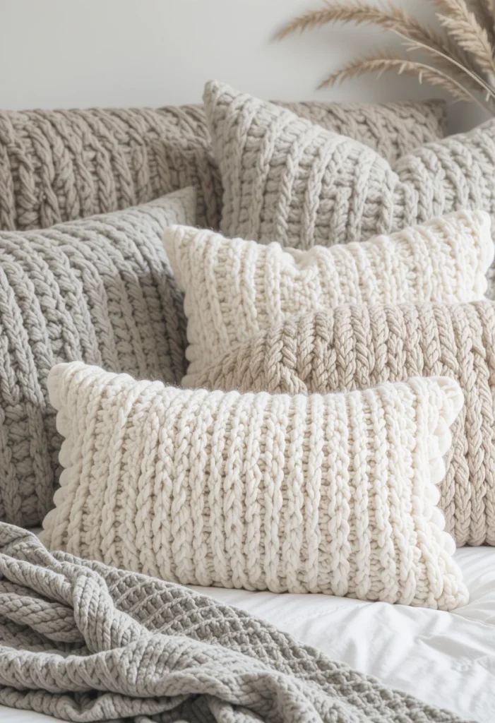 Chunky Knit Boho Pillows