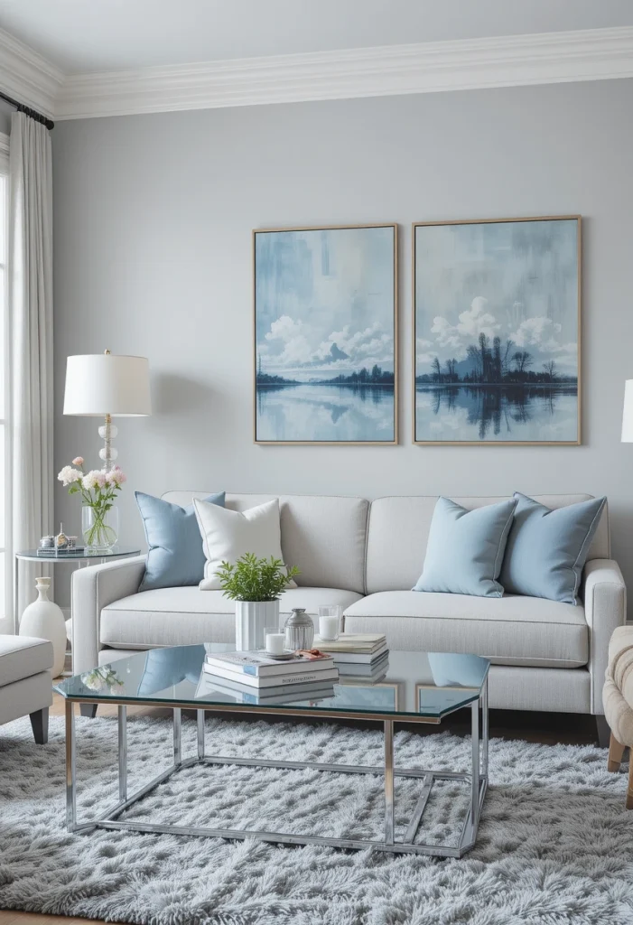 Soft Gray and Pale Blue