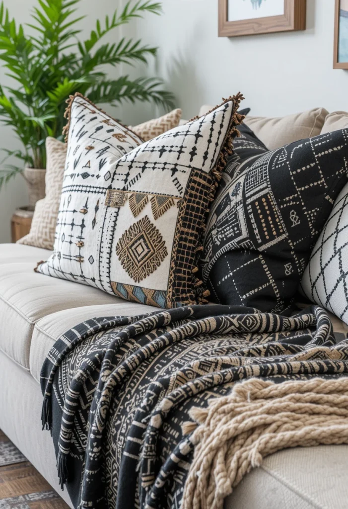 Black and White Tribal Print Pillows