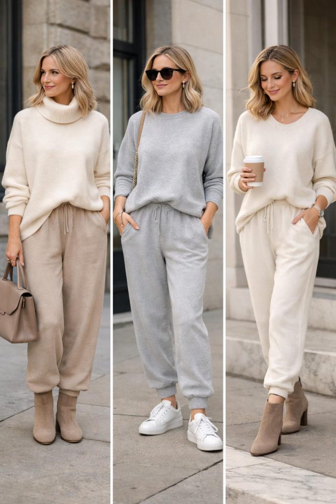 Neutral Sweatpants with Oversized Sweater