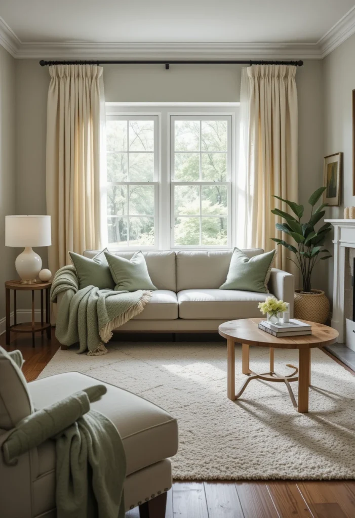 Sage Green and Warm Cream