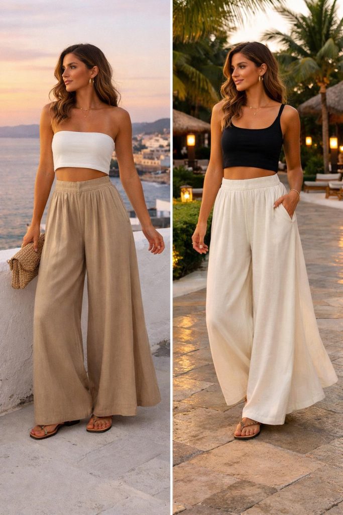 Wide-Leg Pants + Crop Top