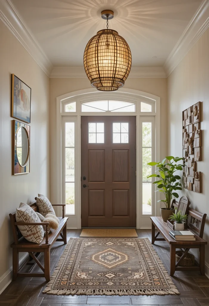 Sculptural Rattan Lighting for Entryways