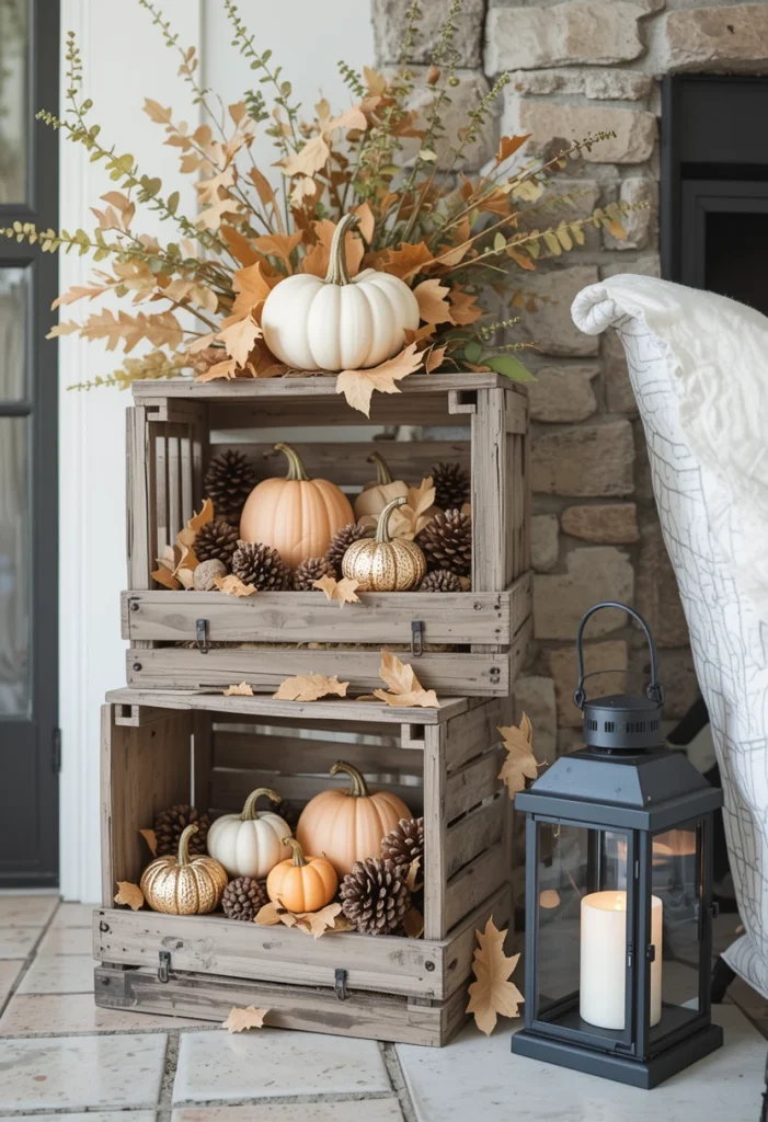 Wooden Crate Pumpkin Display
