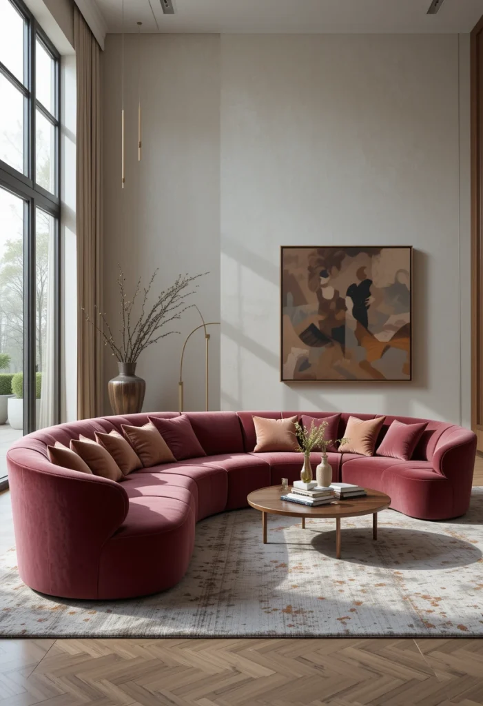 Curved Velvet Sofa for Contemporary Spaces