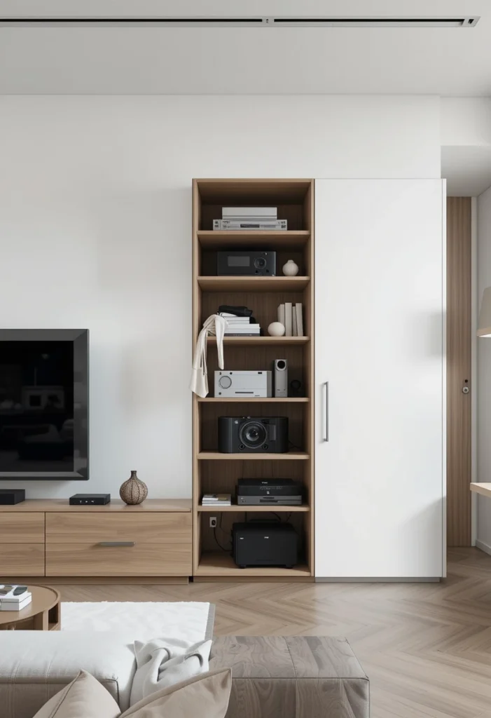 Compact TV unit with hidden storage