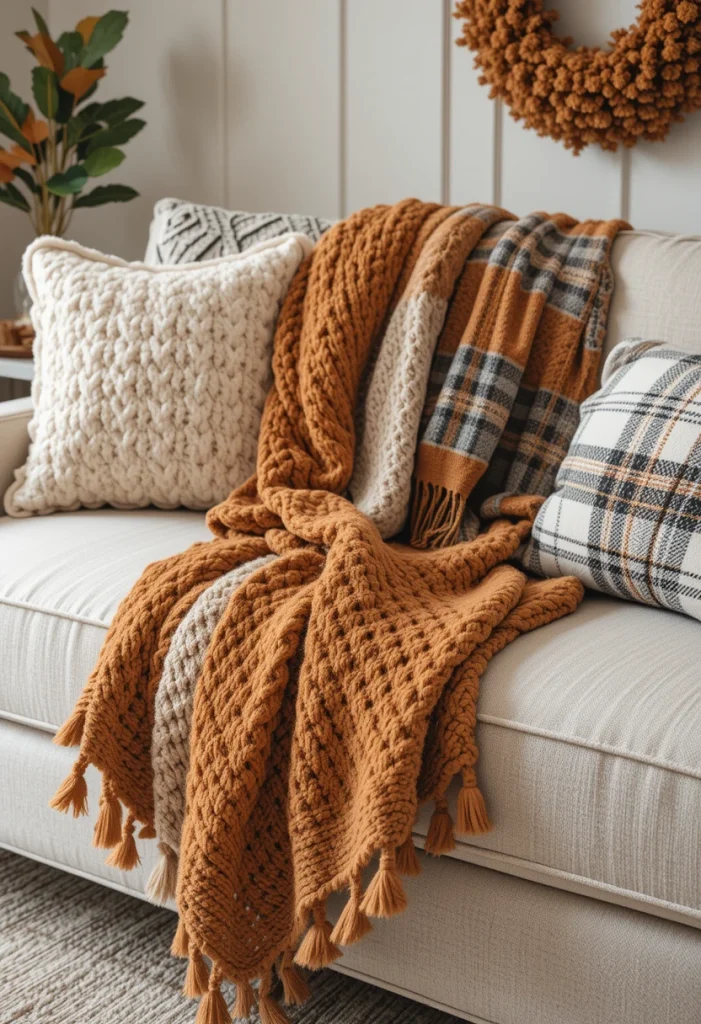 Add Velvet Accent Pillows in Autumn Colors