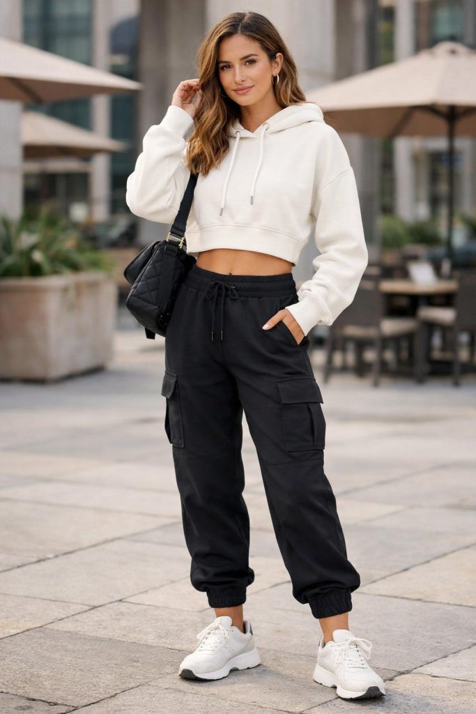 Cargo Joggers with a Cropped Hoodie