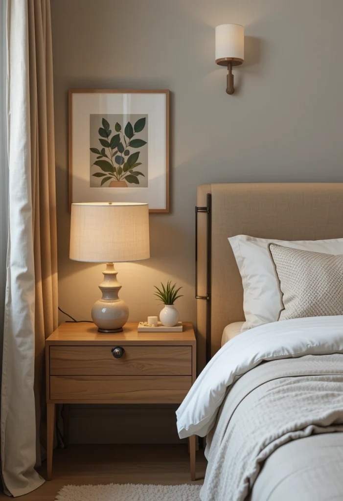 Minimalist Nightstands with Warm Decor