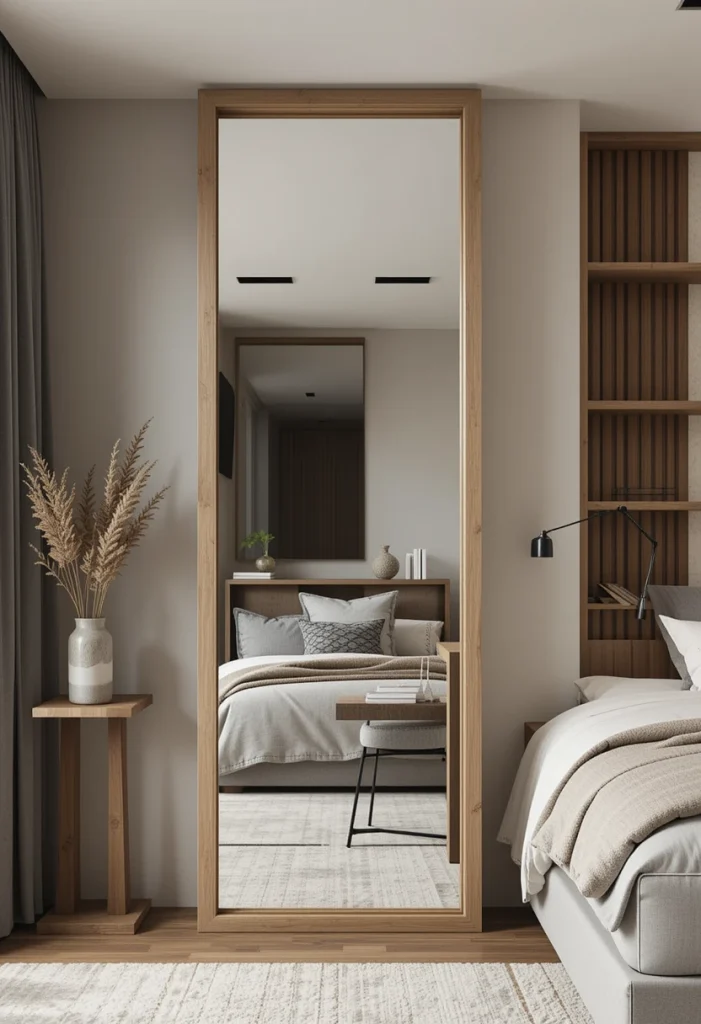 Wood-Framed Contemporary Mirror