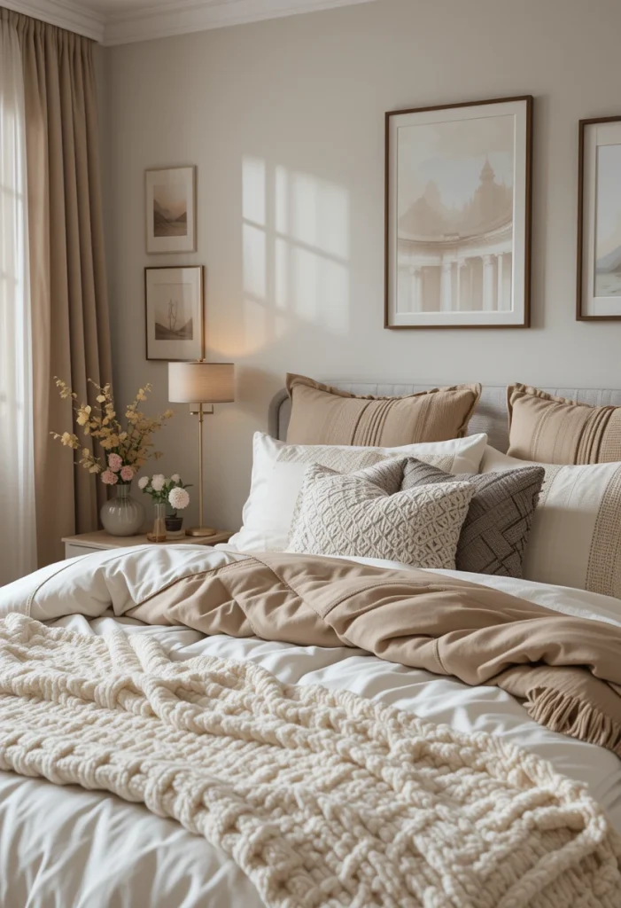 Layered Neutral Bedding for Instant Warmth