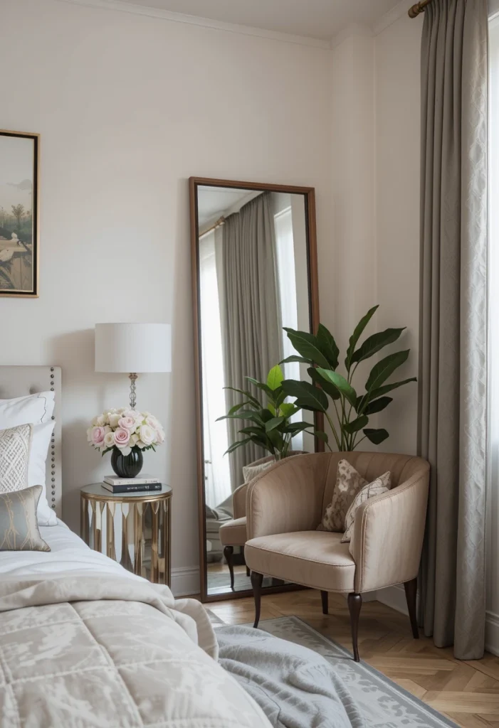 Mirror in a Cozy Bedroom Corner