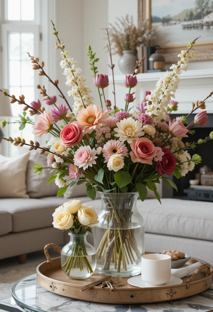 Fresh Seasonal Flowers on the Coffee Table