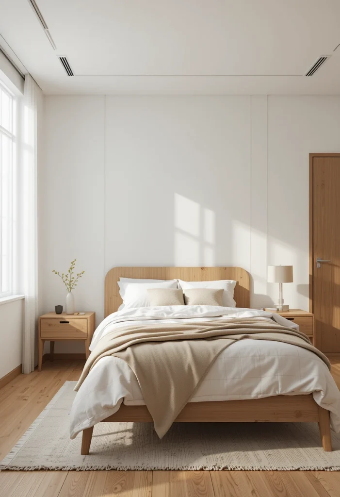 Warm Wood Furniture Against Soft Walls