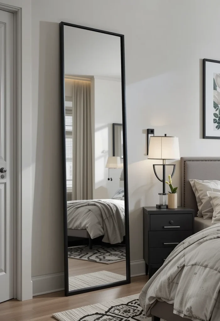Minimal Black Metal Frame Mirror