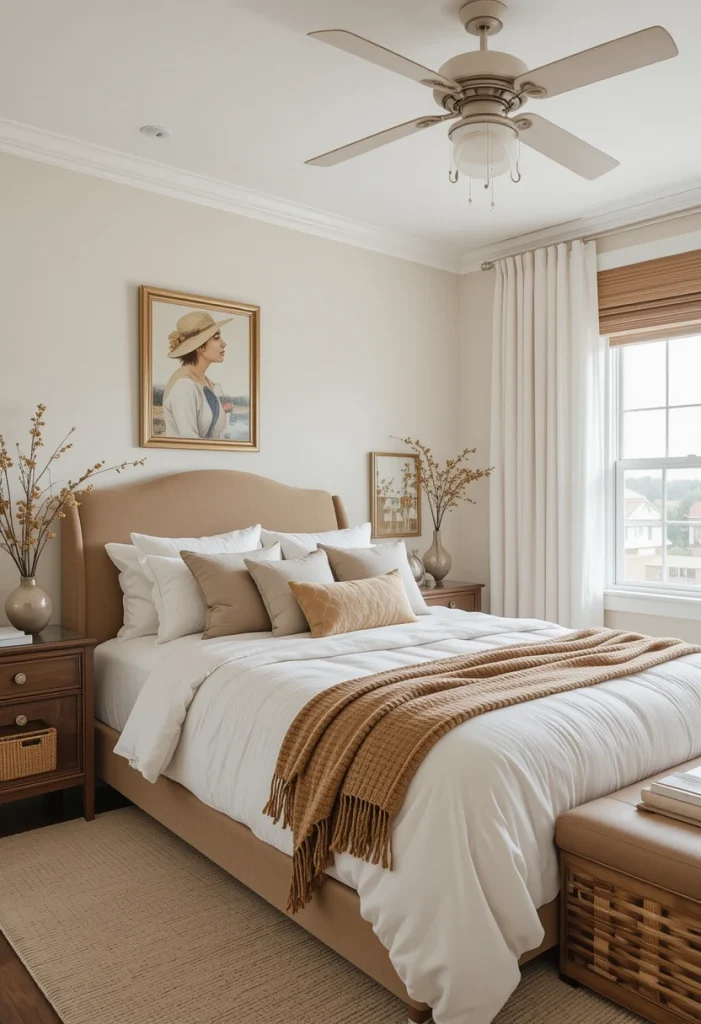 Replace Bright Bedding With Earthy Neutrals