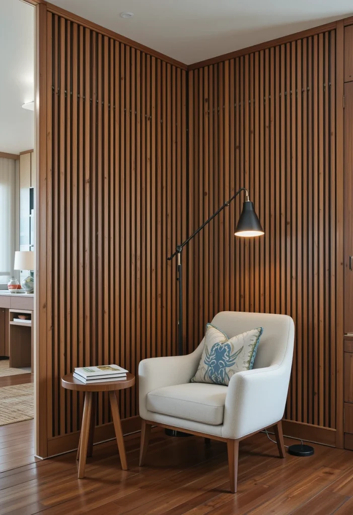 Slatted Wood Reading Corner