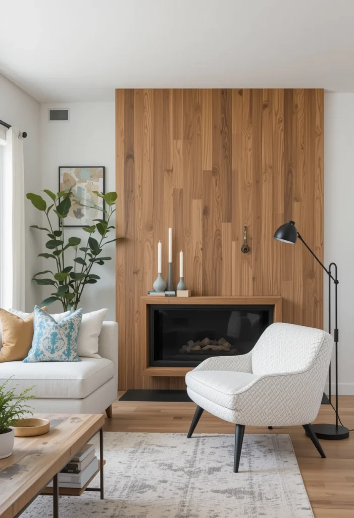 Mixed Wood and White Wall Design