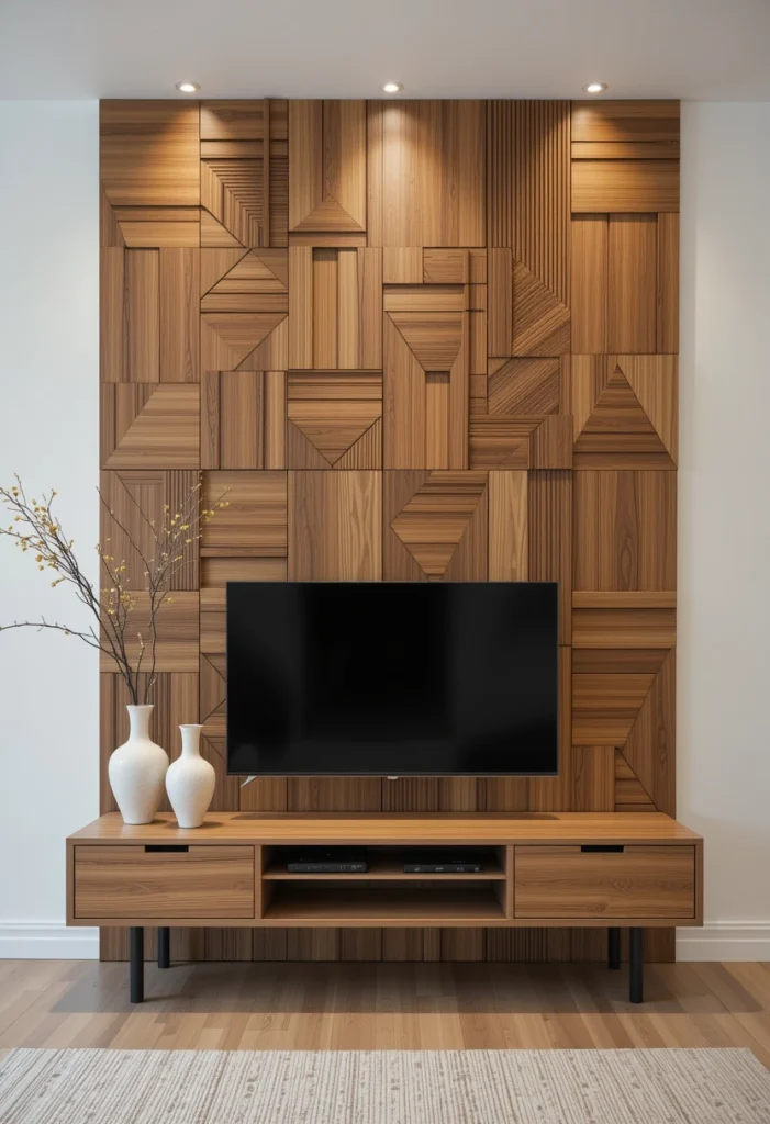 Geometric Wood Panel Accent