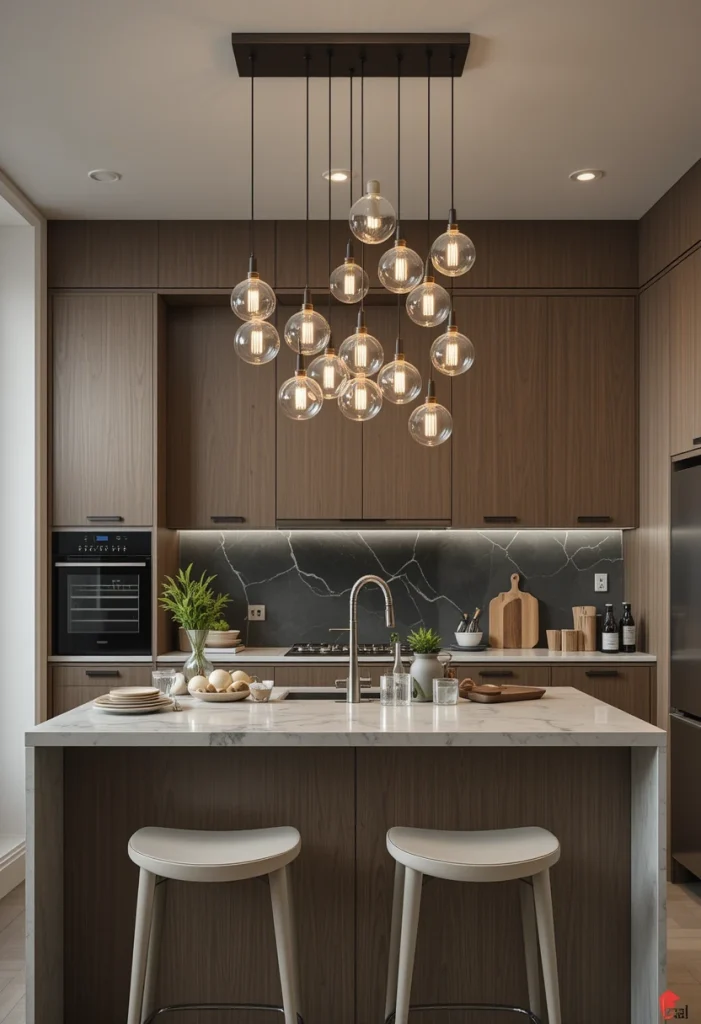 Make the Kitchen Island Shine with Pendant Chandelier Lighting