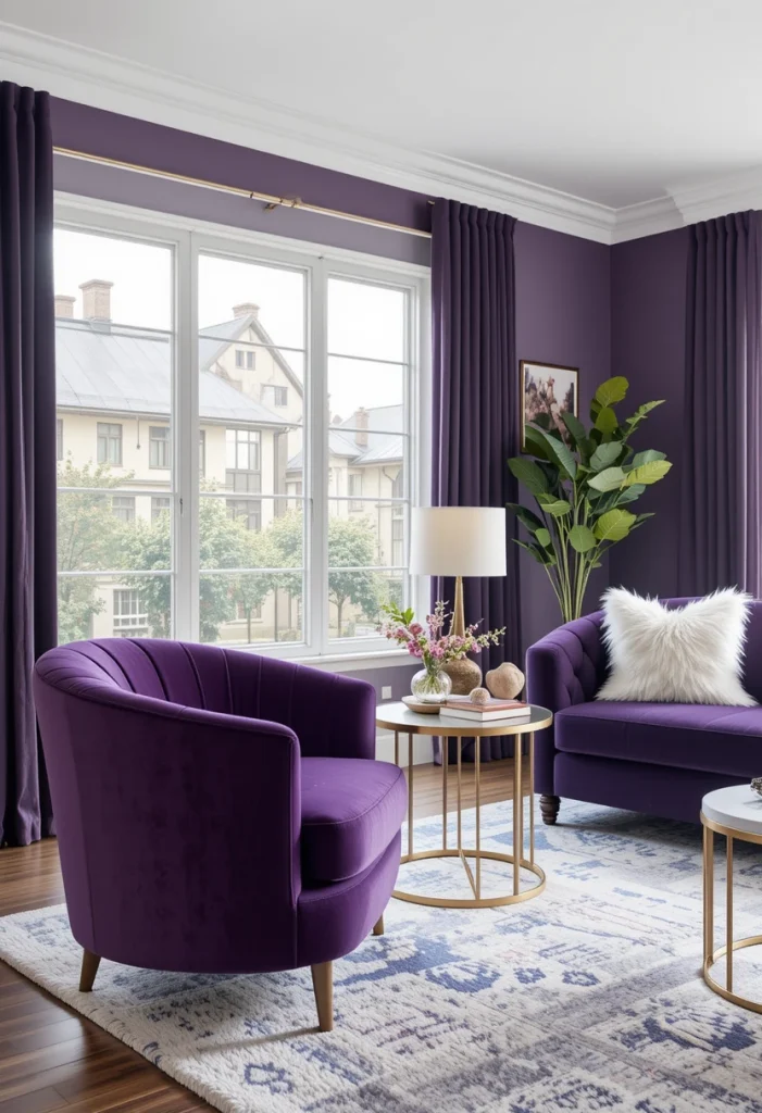 Add Velvet Purple Accent Chairs
