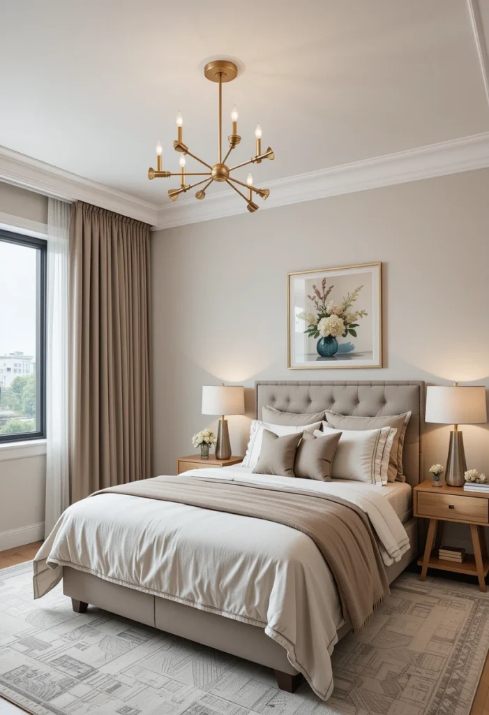 Create a Cozy Bedroom with a Soft Brass Chandelier