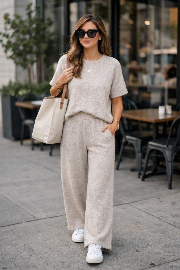 Matching Knit Set with Sneakers