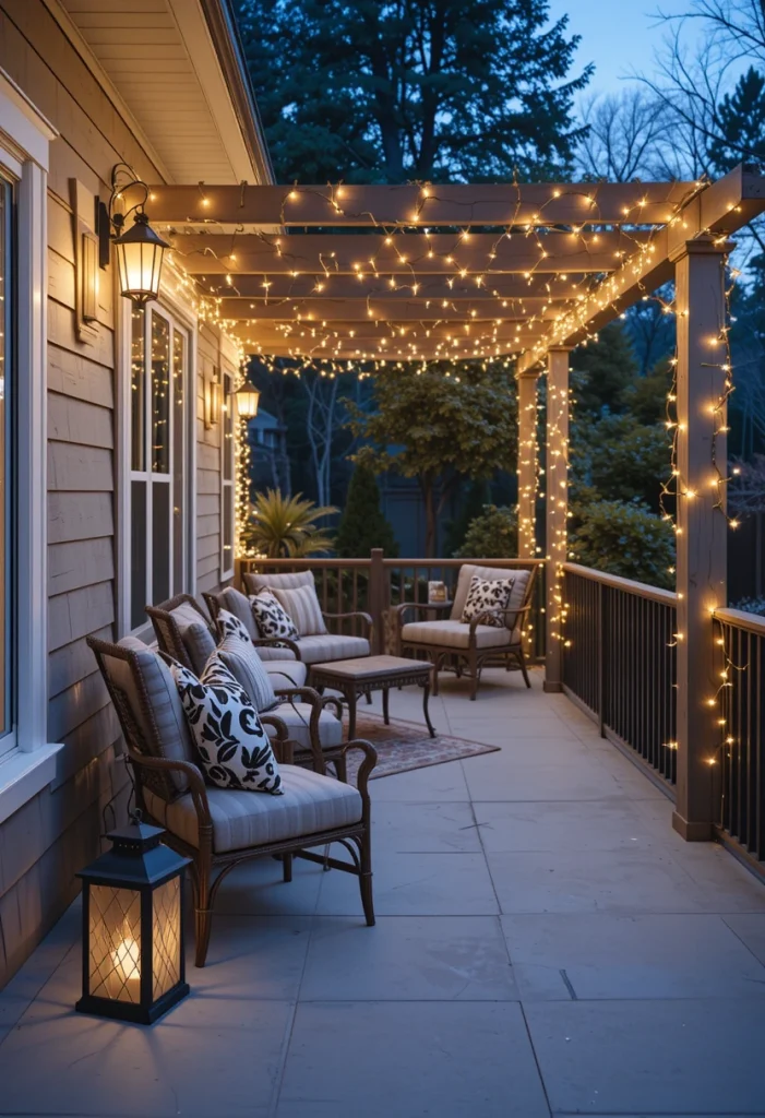 Wrap the Patio in Warm White Christmas Lights