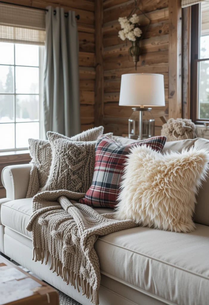 Layer the Sofa with Chunky Knit Blankets
