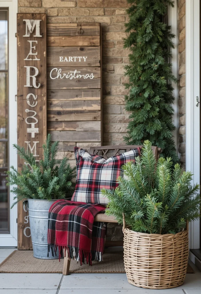 Rustic Farmhouse Christmas Porch