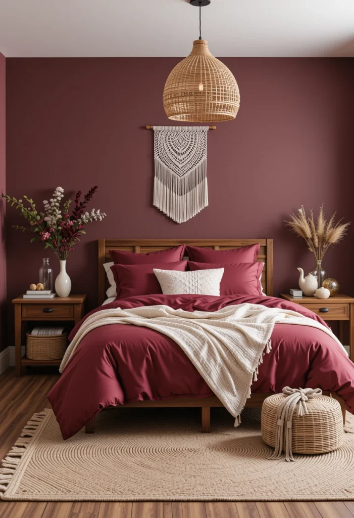 Burgundy Boho Bedroom