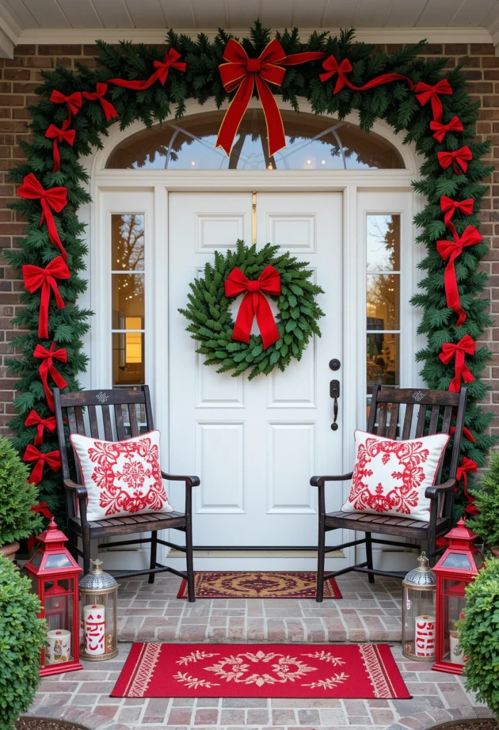 Classic Red and Green Christmas Porch