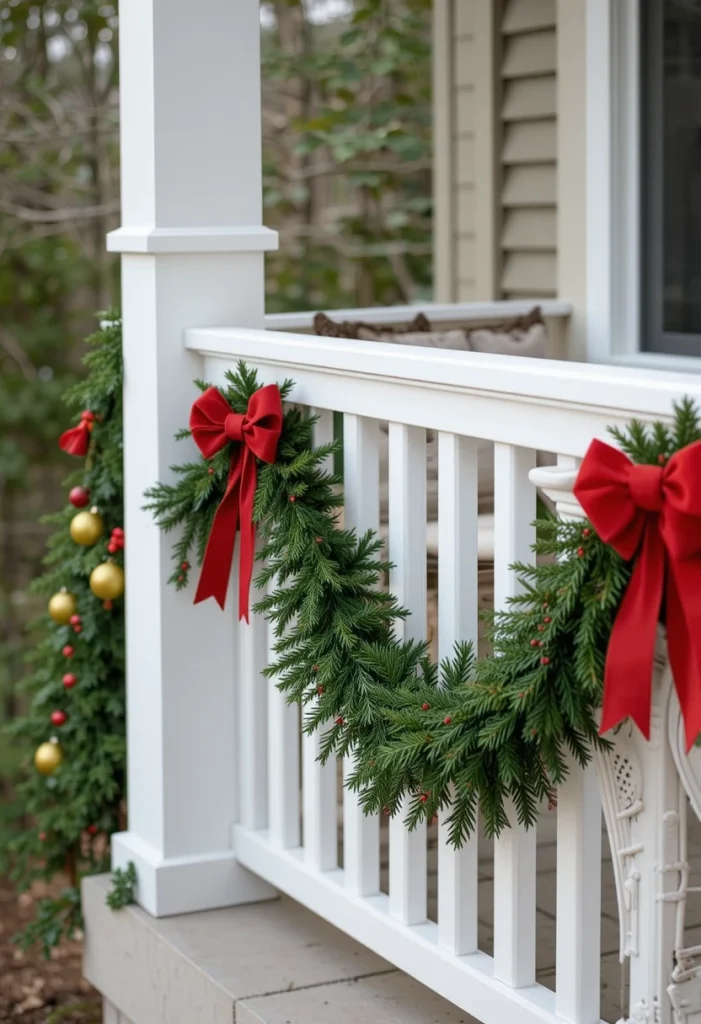 Add a Christmas Garland to Your Patio Railing