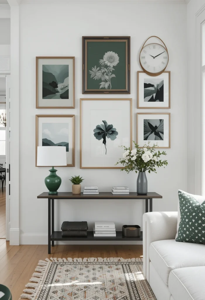 Modern Green and White Gallery Wall