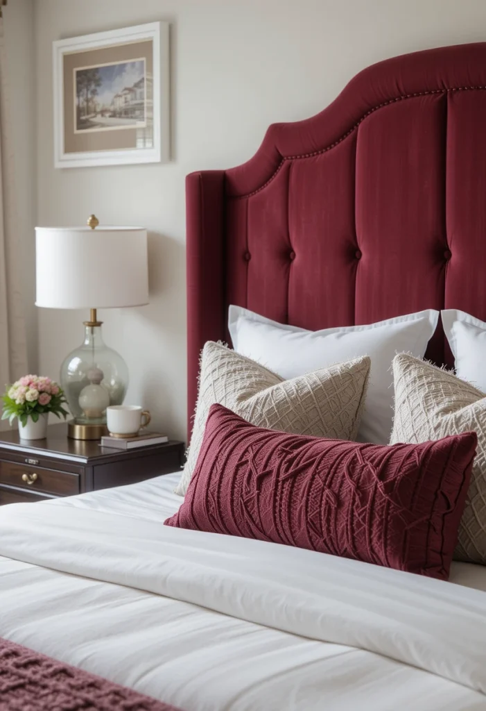 Burgundy Velvet Headboard